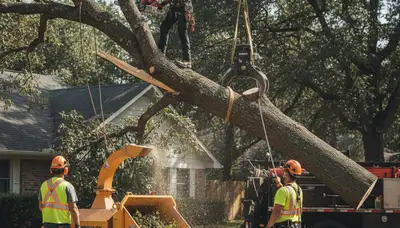 Emergency tree service crew clearing storm-damaged tree in Lakeland, FL