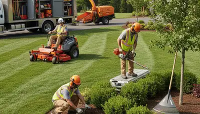 Lakeland, FL tree service crew trimming and maintaining residential trees for landscaping care