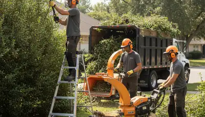 Tree crew removing overgrown shrubs in Lakeland, FL for cleaner landscape clearance