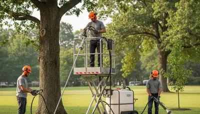 Lakeland, FL arborist applying tree fertilizer for healthy tree care services