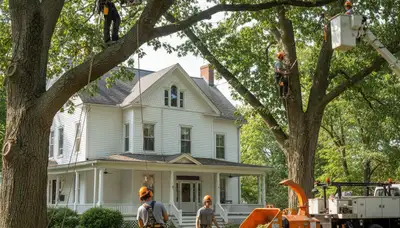 Tree service crew in Lakeland, FL providing professional tree care and removal for local properties