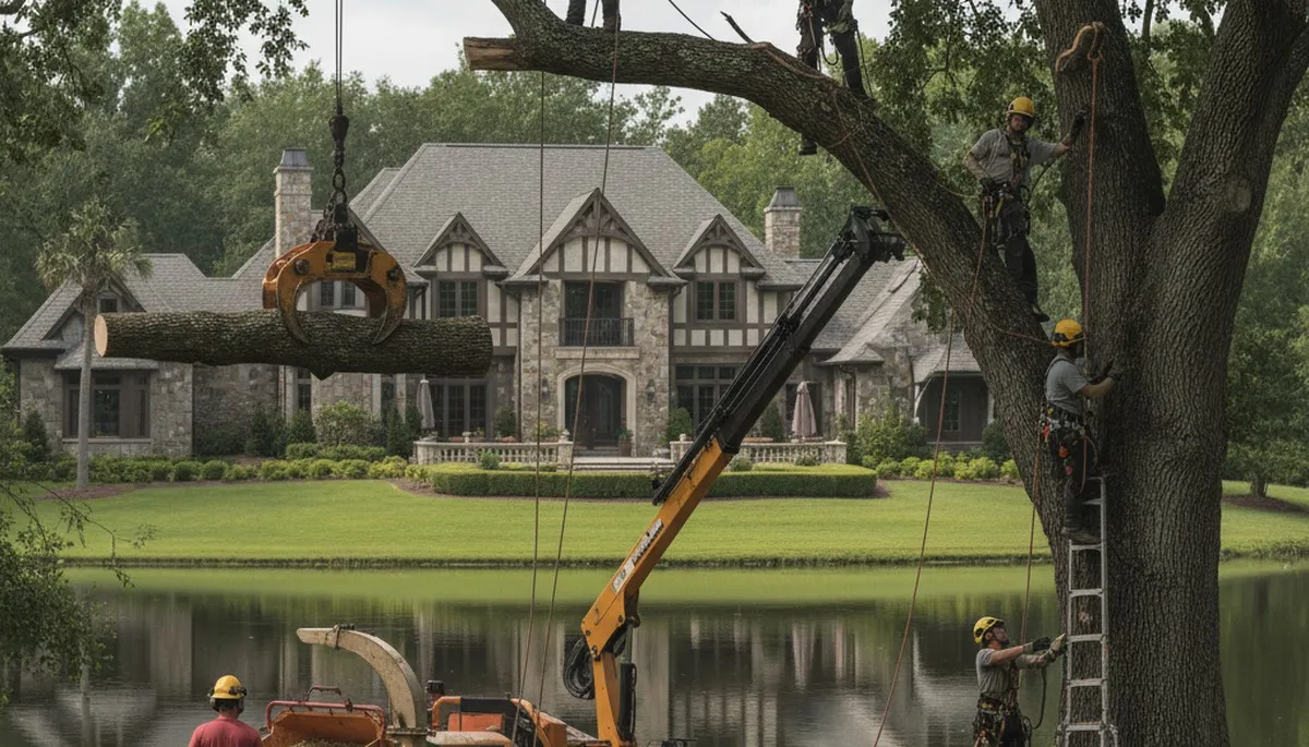 Tree service crew in Lakeland, FL performing professional tree trimming and removal