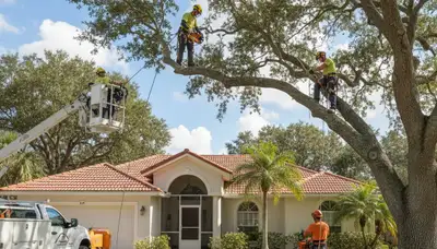 Tree service crew in Lakeland, FL performing professional tree care for local homeowners